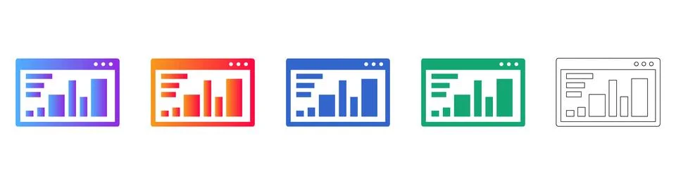 Data Analytics Software Window Icon Set 스톡 일러스트