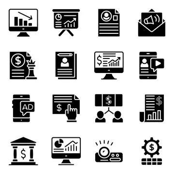 Data Analytics Solid Icons Pack Stock Illustration