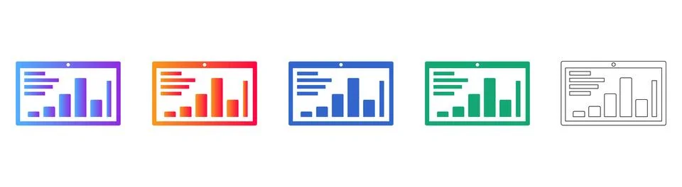 Data Analytics Tablet Dashboard Icons 스톡 일러스트