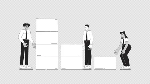 Data analytics team building dataset doodle outline animation Vídeos de archivo 314649047