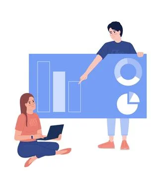 Data analytics team flat concept vector spot illustration Stock Illustration