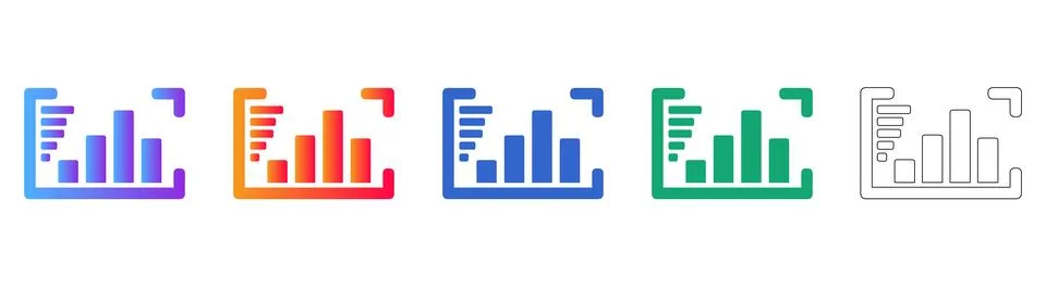Data Analytics Trend Focus Icons Stock Illustration