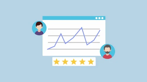 Data Analytics with User Ratings and Achievement Badge 2d with Alpha Matte Stock Footage 334827643