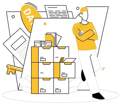 Data analytics vector illustration. Accounting finds clarity through lens ana Stock Illustration