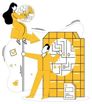 Data analytics vector illustration. Analytical skills are architects crafting Stock Illustration