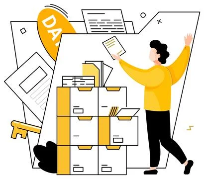 Data analytics vector illustration. The business world thrives on dynamic dan Stock Illustration