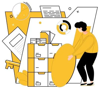 Data analytics vector illustration. Data analytics is digital detective, reve Illustrazione stock