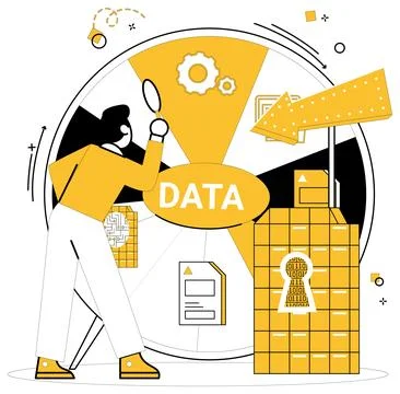 Data analytics vector illustration. Data analytics metaphorically acts as alc Stock Illustration