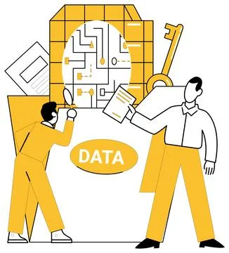 Data analytics vector illustration. Financial analysts wield magic wand analy Stock Illustration