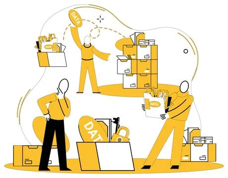 Data analytics vector illustration. Research and marketing blossom under nurt Illustrazione stock