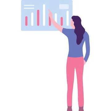 Data analytics vector woman do research flat icon Stock Illustration