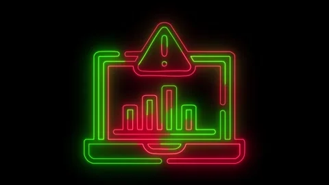 Data analytics warning neon glow animation Stock Footage 323345281