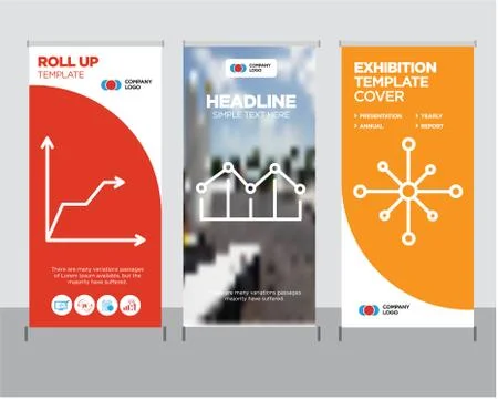 Data analytics wheel, Increasing bars, Triangular pyramid roll up Illustrazione stock