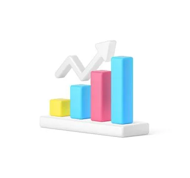 Data analyzing bar graph dynamic up arrow business statistic increase 3d icon Stock Illustration