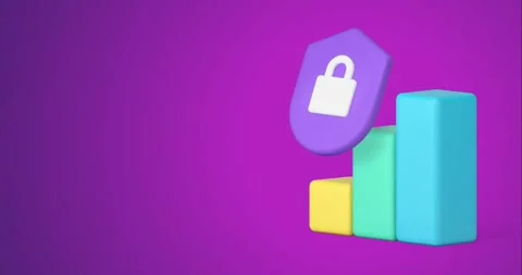 Data analyzing protection guarantee chart 3d icon animation loop Stock Footage 279136897