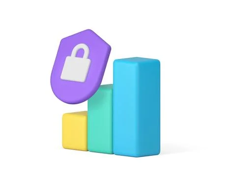 Data analyzing protection guarantee chart information management 3d icon re.. Stock Illustration