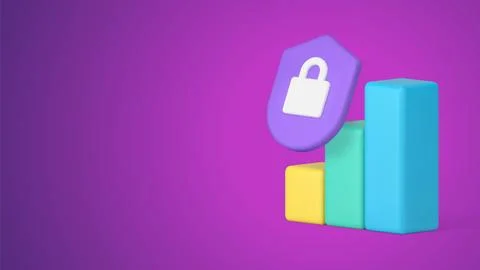 Data analyzing protection guarantee chart information management 3d vector ba Stock Illustration