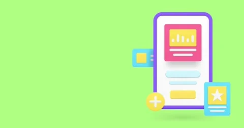 Data analyzing smartphone application business management 3d icon animation Stock Footage 292787288