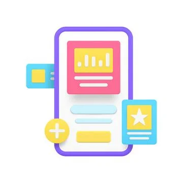 Data analyzing smartphone application business account management 3d icon r.. Stock Illustration
