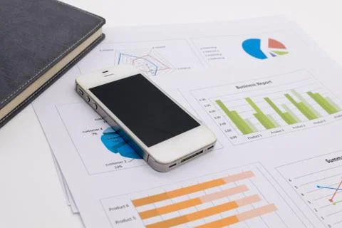 Data analyzing with smartphone Stock Photos