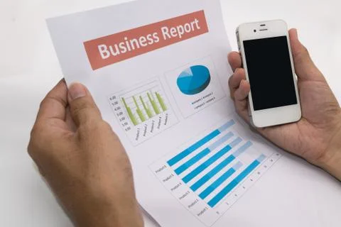 Data analyzing with smartphone Stock Photos