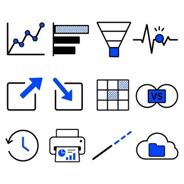 Data and Analytics Icons Illustrazione stock