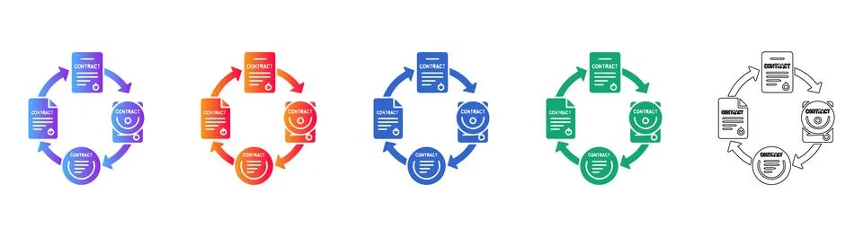 Data and Contract Management Cycle Icons Stock Illustration