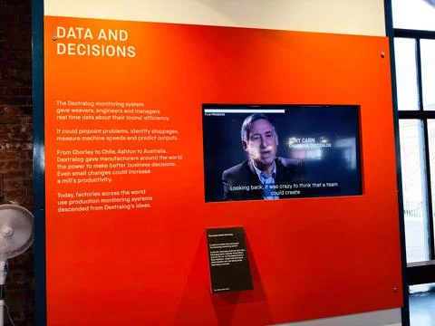 Data and decisions exhibit about industrial monitoring and manufacturing hi.. Stock Photos