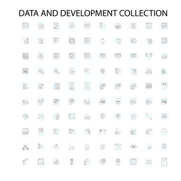 Data and development collection icons, signs, outline symbols, concept linear イラスト素材