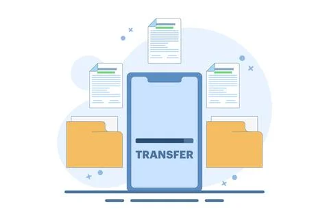 Data and document transfer concept. Copy files, data exchange. Stock Illustration