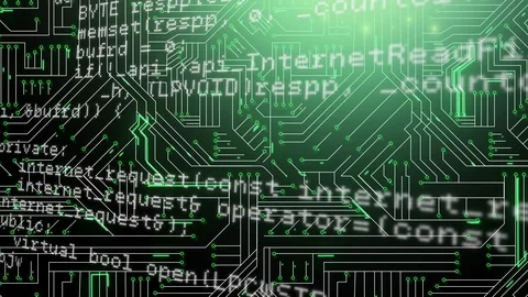 Data and glowing green circuit board Stock Footage 112914088