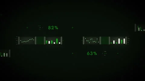 Data And Graphs Green Zooming Dark Stock-Footage 43961227