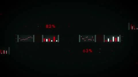 Data And Graphs Red Zooming Dark Video stock 43963158