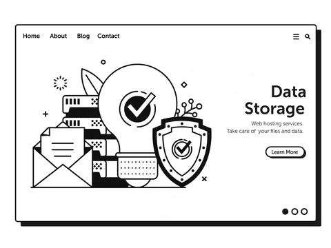 Data and Ideas Storage Firewall Web Banner Stock Illustration