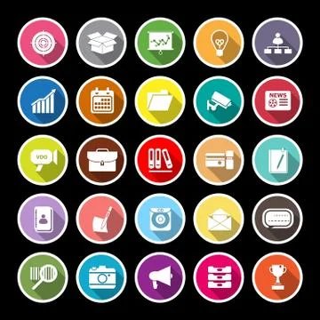 Data and information flat icons with long shadow Stock Illustration