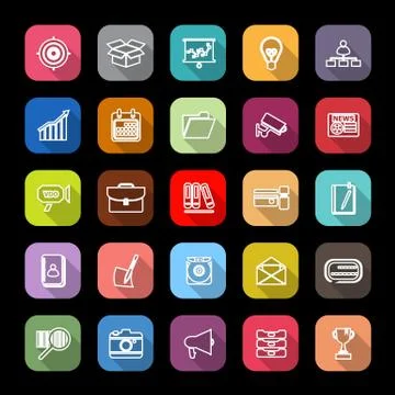 Data and information line icons with long shadow 스톡 일러스트