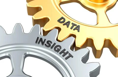 Data and Insight, gears. 3D rendering Stock Illustration