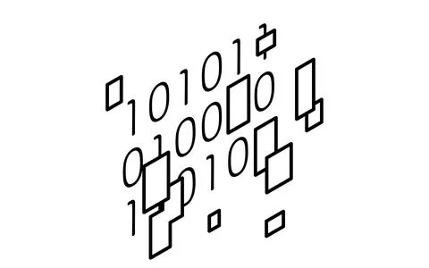Data and password encryption isometric line icon with binary code and padlo.. 스톡 일러스트