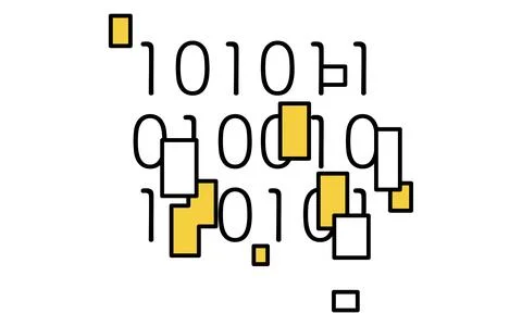 Data and password encryption line icon with binary code and padlock symbol Illustrazione stock