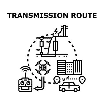 Data and power transmission route concept illustration Stock Illustration