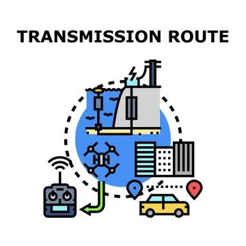 Data and power transmission route concept illustration Stock Illustration