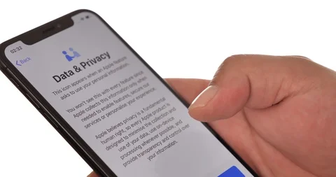 Data and Privacy Text on Apple iPhone XS Close Up 4K Capture Stock-Footage 107187924