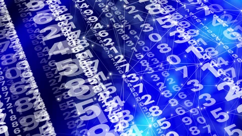 Data animated numbers on abstract blue background. Data visualization in motion Stock Footage 252808606