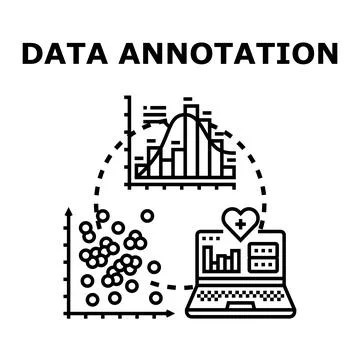 Data annotation process preparing information for machine learning Ilustração Stock