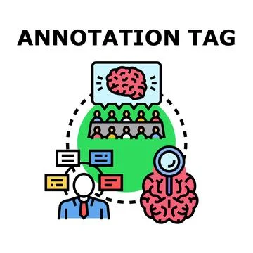 Data annotation tagging and content analysis process Stock Illustration