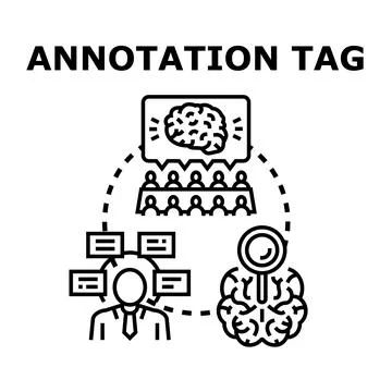 Data annotation tagging and content analysis process Stock Illustration