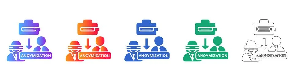 Data Anonymization Process Icons Stock Illustration