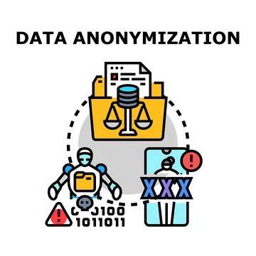 Data anonymization process protecting private information security Stock Illustration