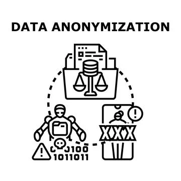 Data anonymization process protecting private information security Stock Illustration