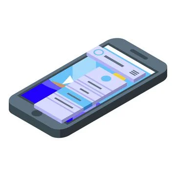 Data app icon isometric vector. App template Stock Illustration